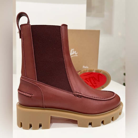 Christian Louboutin Glorina Bourbon Leather Chelsea Boots calf shoes - Picture 2 of 11